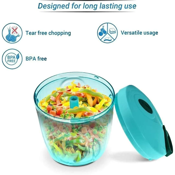 0065 Manual Stainless Steel Compact Extra Sharp Hand Held Vegetable Chopperslicer With 5 Blades