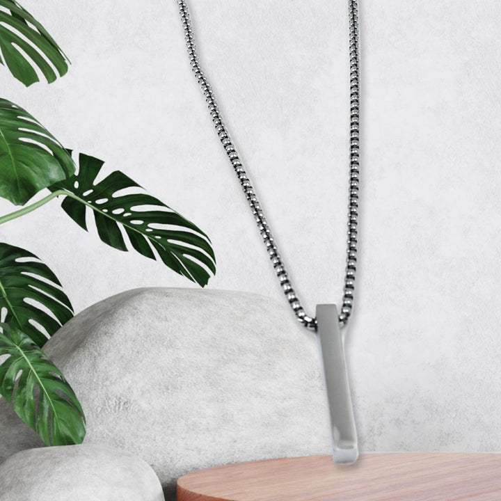 Stainless Steel Plain Stick Shape Locket With Chain (1 Pc) - Springkart 