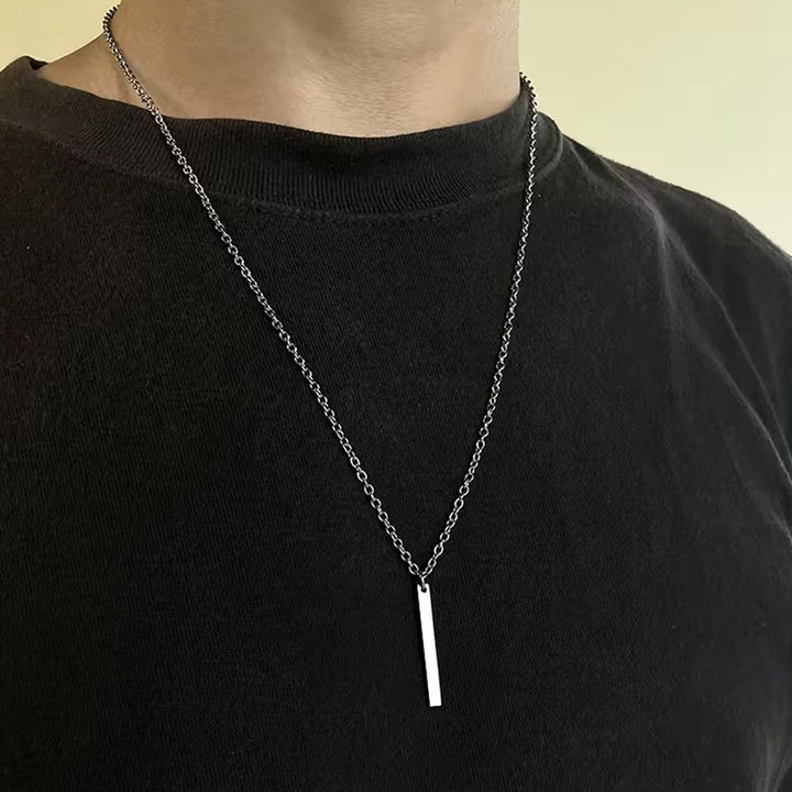 Stainless Steel Plain Stick Shape Locket With Chain (1 Pc) - Springkart 