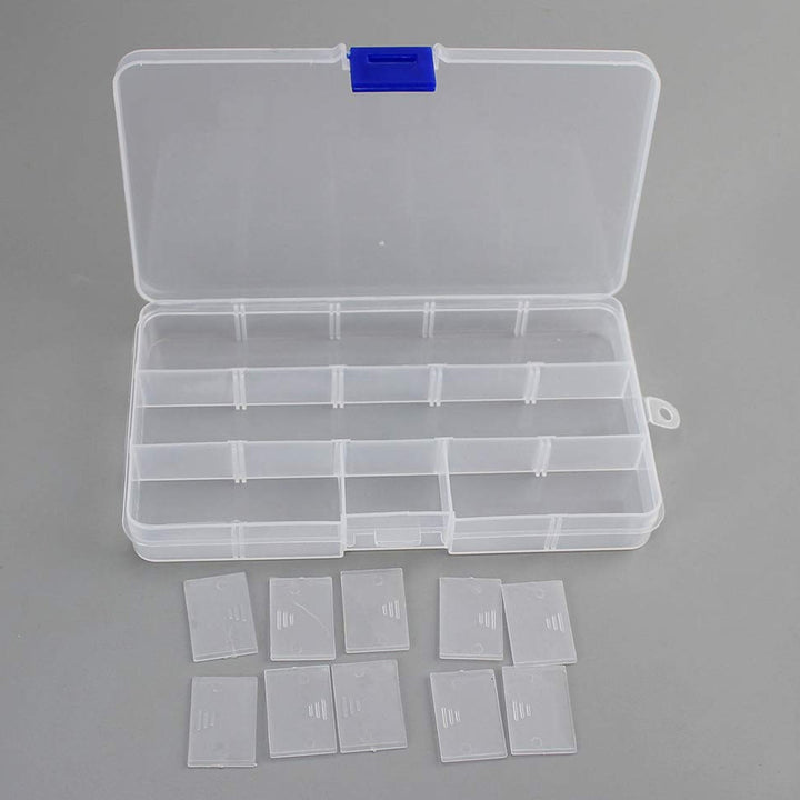 15 Grids Jewelry Organizer Plastic Jewelry Organizer Box Clear Jewelry Organizer Box Plastic Bead Organizers with Adjustable Dividers for Herbs Pills Bead, Jewelry, and Other Small Item (1 Pc) - Springkart 
