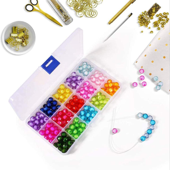 15 Grids Jewelry Organizer Plastic Jewelry Organizer Box Clear Jewelry Organizer Box Plastic Bead Organizers with Adjustable Dividers for Herbs Pills Bead, Jewelry, and Other Small Item (1 Pc) - Springkart 