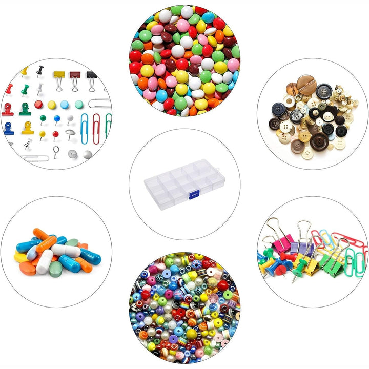 15 Grids Jewelry Organizer Plastic Jewelry Organizer Box Clear Jewelry Organizer Box Plastic Bead Organizers with Adjustable Dividers for Herbs Pills Bead, Jewelry, and Other Small Item (1 Pc) - Springkart 