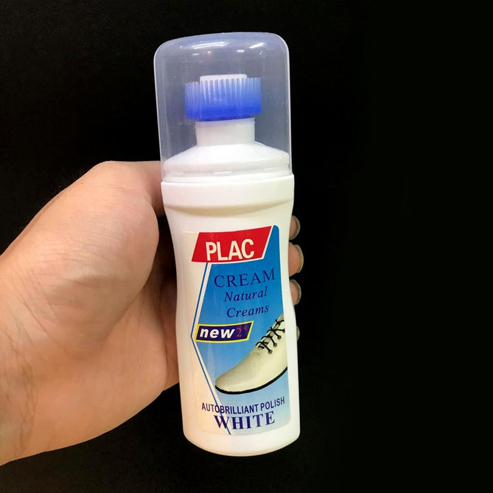 White Shoe Brightener with Removal of Dirt and Whitening Function White Shoes Cleaner with Brush Head for Dirty Shoe Polish Natural Waxes (75 ML) - Springkart 