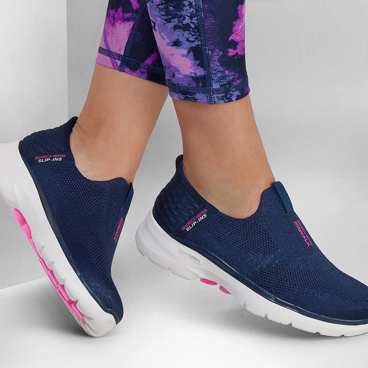 SKECHERS GO WALK 6 - FABULOUS WOMEN'S SLIPON WALKING SHOE - 124569-NVY