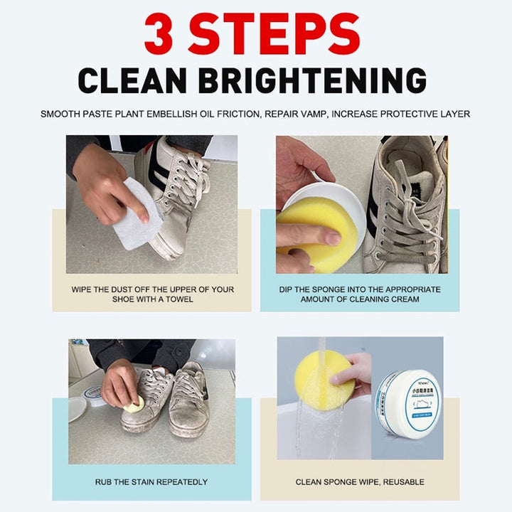 Stain Remover Cleansing Cream for Shoe Polish Sneaker Cleaning Kit Shoe Eraser Stain Remover White Rubber Sole Shoe Cleaner White Shoe Cleaning Cream Stain Remover (120 Gm Approx) - Springkart 