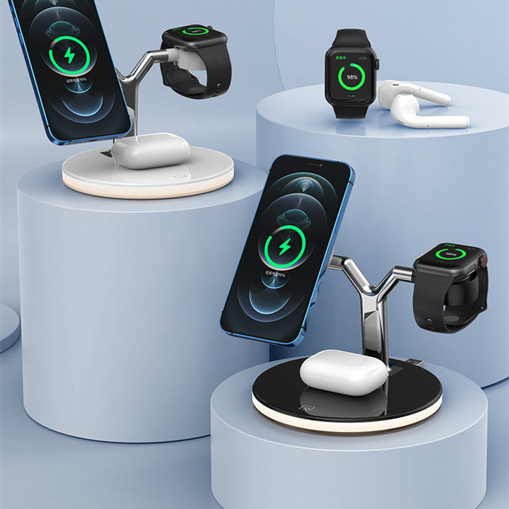 3 In 1 Magnetic Wireless Charger Stand Watch 15W Fast Charging Dock Station For Earbuds Pro