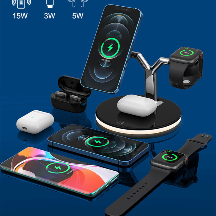 3 In 1 Magnetic Wireless Charger Stand Watch 15W Fast Charging Dock Station For Earbuds Pro