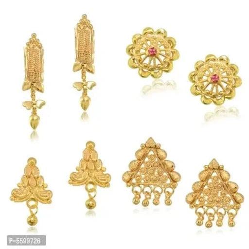Stylish Alloy Golden Earrings- Combo of 4 - Springkart 