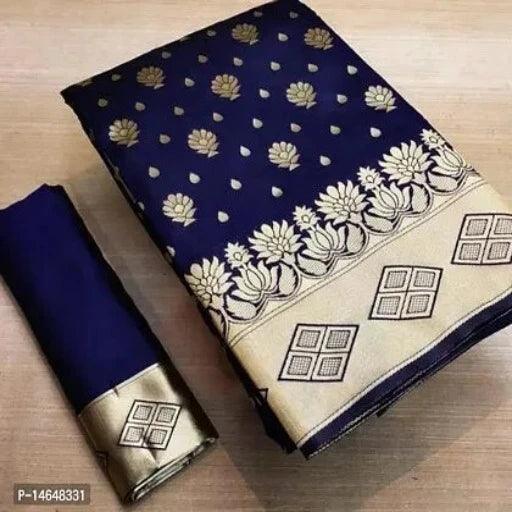 Soft Lichi Silk Jacquard Work Saree with Blouse piece - Springkart 