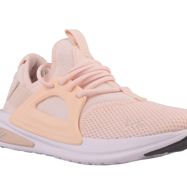 Side view of PUMA Women's Running Lace-Up Sneakers, showcasing the breathable upper, cushioned midsole, durable outsole, and iconic PUMA logo, designed for comfort and performance in running.