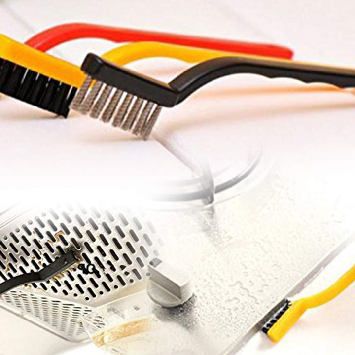 184 -3 Pc Mini Wire Brush Set (Brass Nylon Stainless Steel Bristles)