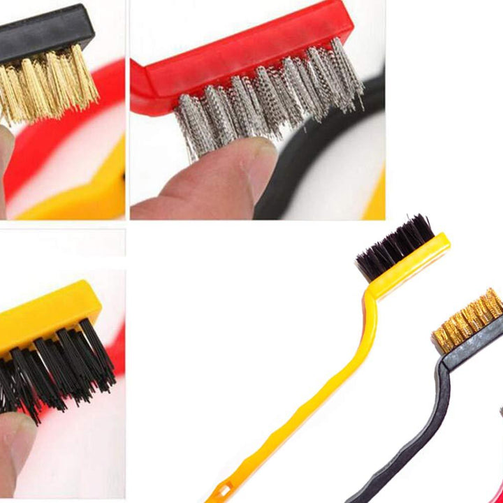 184 -3 Pc Mini Wire Brush Set (Brass Nylon Stainless Steel Bristles)