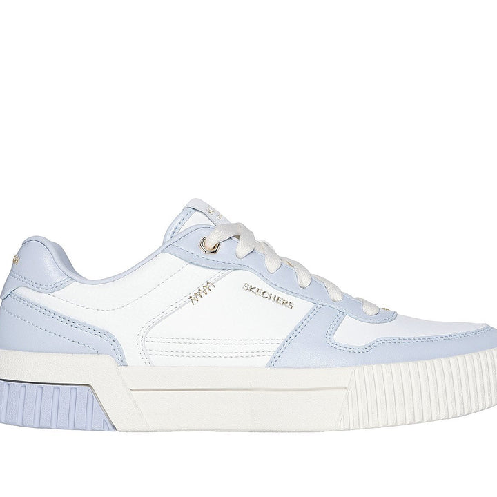 A versatile and stylish women’s lace-up sneaker featuring a soft knit upper, Skechers memory foam insole, and a flexible outsole for all-day comfort