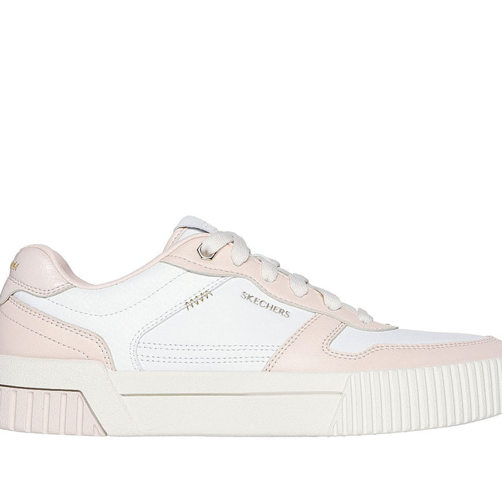 A versatile and stylish women’s lace-up sneaker featuring a soft knit upper, Skechers memory foam insole, and a flexible outsole for all-day comfort