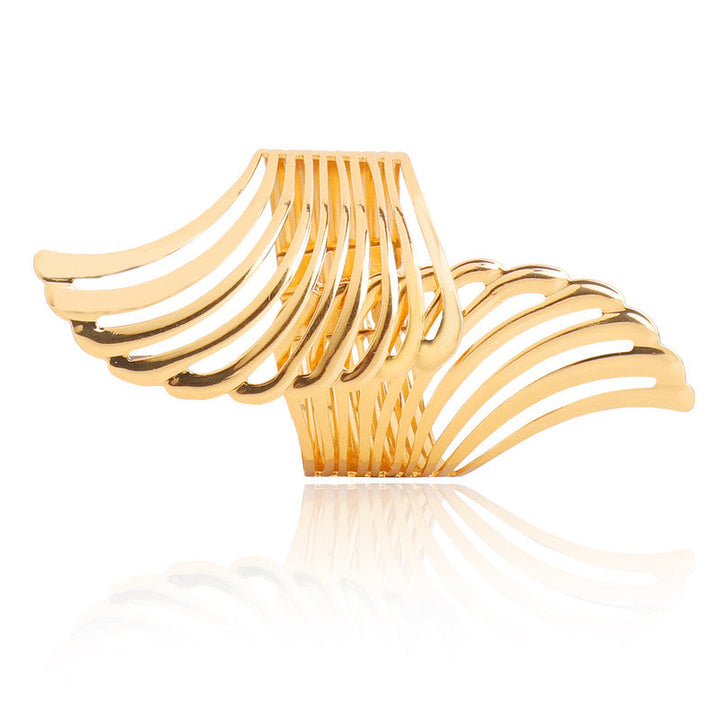 Vembley Shining Goldenen Crosed Carved Bracelet For Women and Girls
