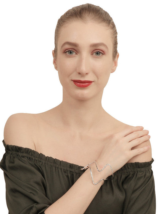 Vembley Stylish Silver Waves Bracelet For Women and Girls
