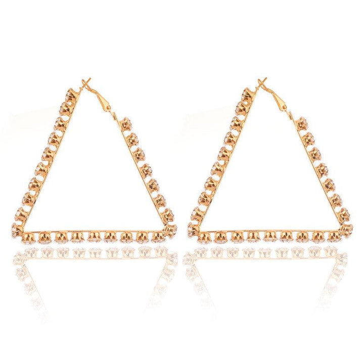 Shinning Studded Tringle Golden Hanging Earing For Women and Girls - Vembley
