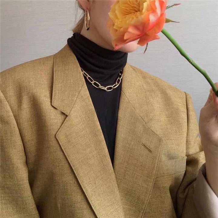  Charming Silver Plated Chainlink Chunky Necklace for Women and Girls