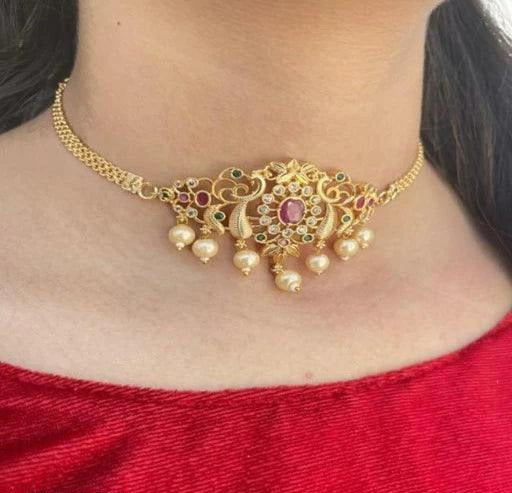 Women's Micro Gold Plated necklace & chain Payment:- Pre-paid - Springkart 