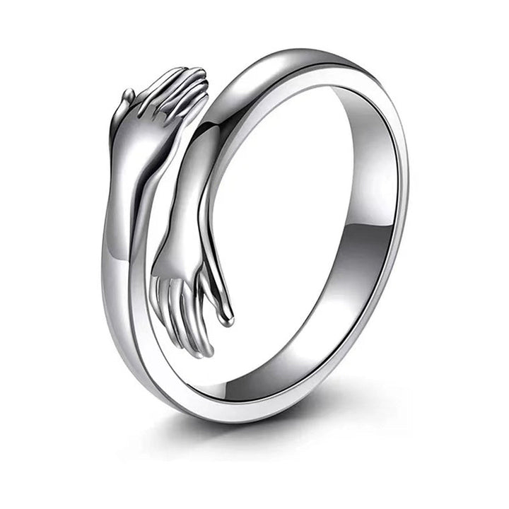 Silver adjustable hug ring
