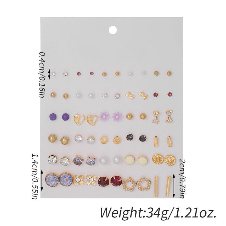 Vembley Gold Plated Multicolor Studs Combo Of 30 Quirky Pairs Of Earrings For Women And Girls