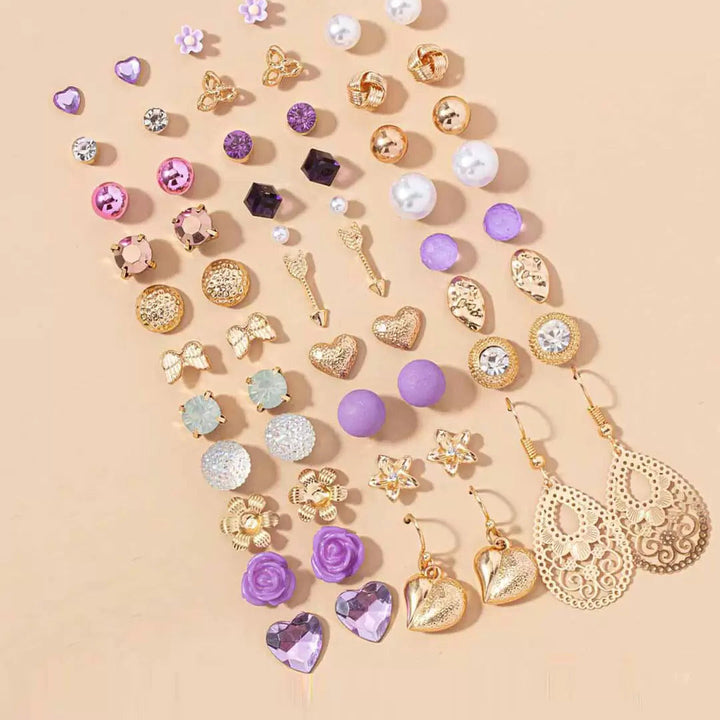 Vembley New Jewellery For Women Gold Plated Multicolor Studs Combo of 30 Quirky Pairs