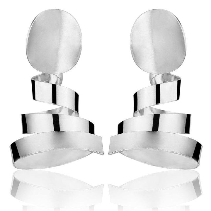 Stylish Silver Plated Small Carved Loop Drop Earrings For Women and Girls - Vembley