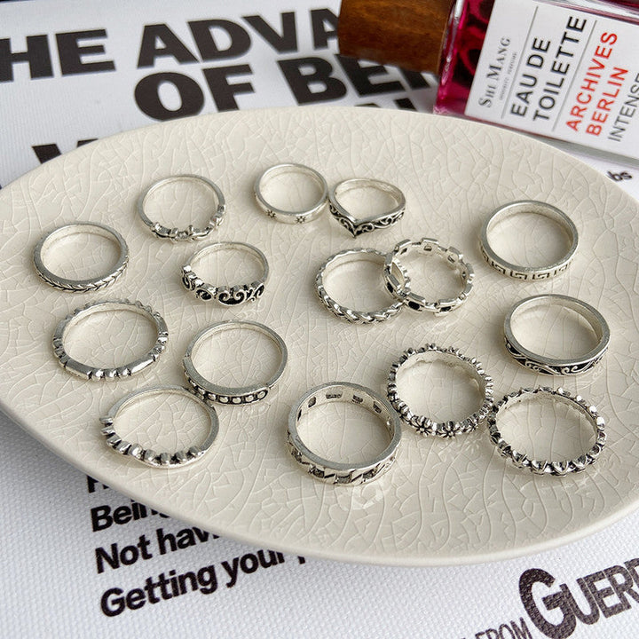 Vembley Silver Plated 15 Piece Funky Ring Set For Women and Girls
