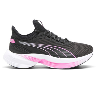 Side view of PUMA Women's Running Lace-Up Sneakers, showcasing the breathable upper, cushioned midsole, durable outsole, and iconic PUMA logo, designed for comfort and performance in running.