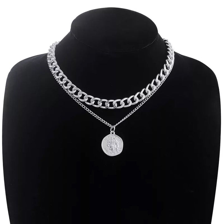 Silver Double Layered Vintage Coin Pendant