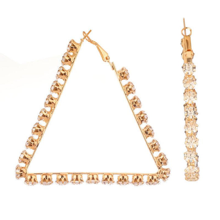 Shinning Studded Tringle Golden Hanging Earing For Women and Girls - Vembley