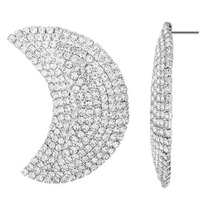 Lavish Silver Studded Shinning Half Moon Stud Earing For Women and Girls - Vembley