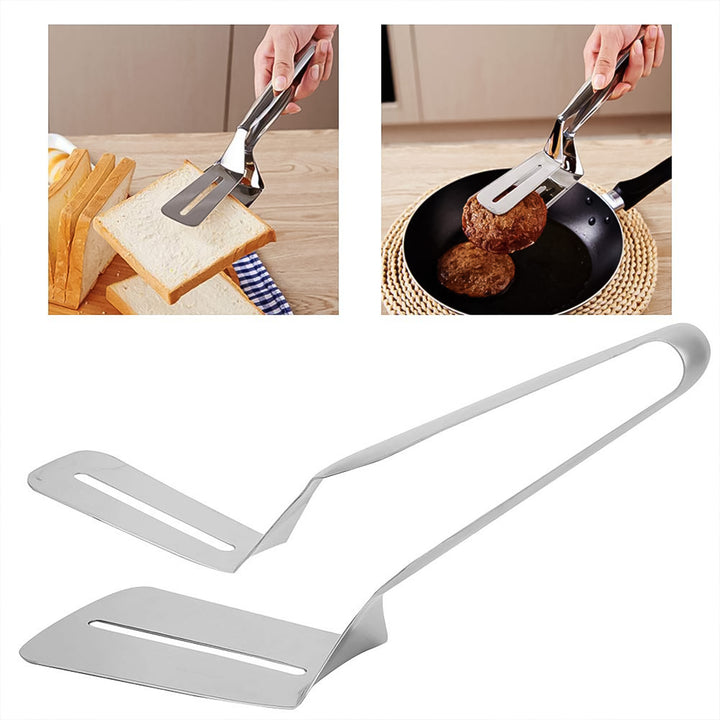 Stainless Steel Cooking Tong - Multifunctional Slotted Fish Double-sided Spatula (1 Pc  23 Cm)