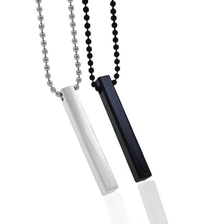 Stylish Silver- Black 3D Vertical Bar Cuboid Stick Locket Pendant Necklace Silver, Rhodium Alloy Locket Set