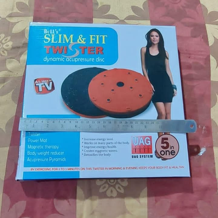 Waist Disk Acupressure Magnet Reflexology Slimming Belly 2 in 1 Belly Twister Now Exerciser (Blue)