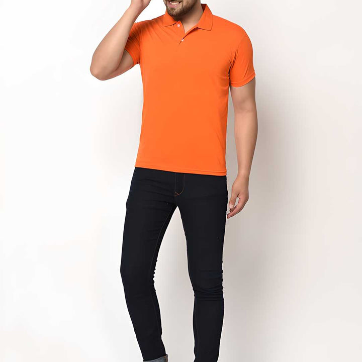 Cotton Blend Solid Half Sleeves Mens Polo T-Shirt