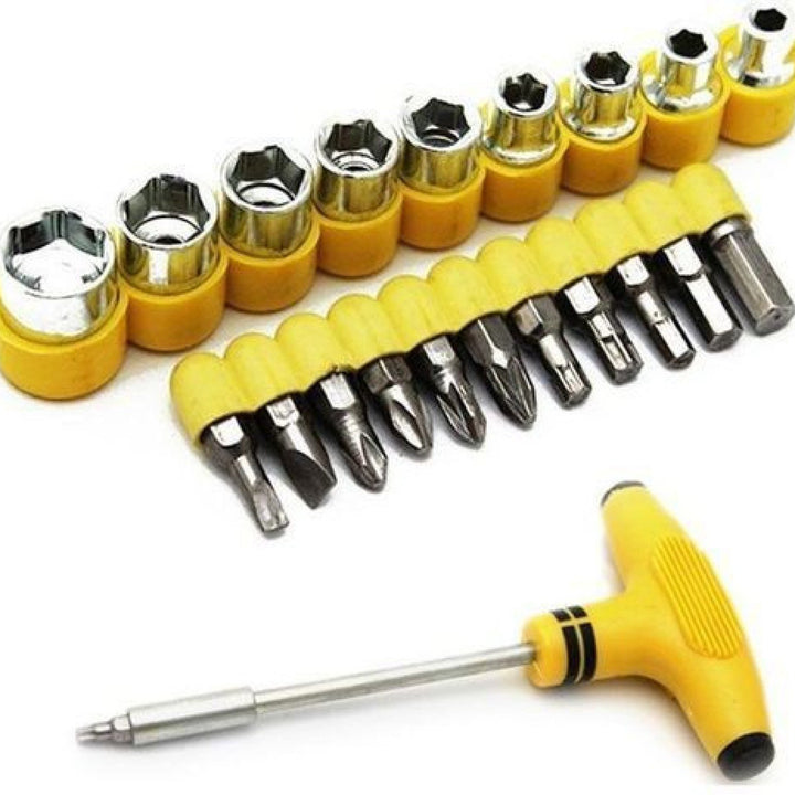 24pcs T Shape Screwdriver Set Batch Head Ratchet Pawl Socket Spanner Hand Tools