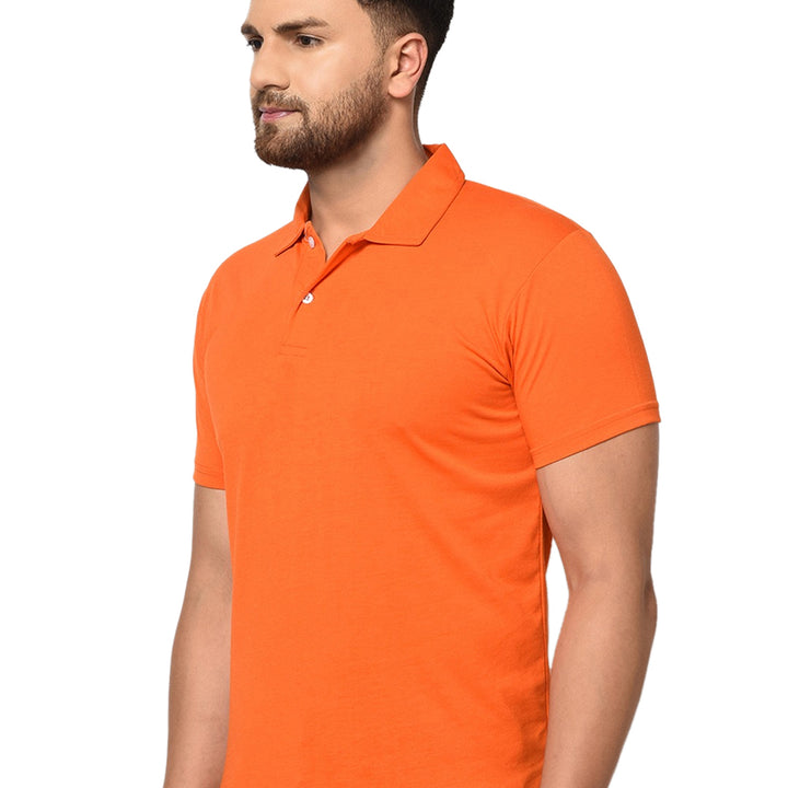 Cotton Blend Solid Half Sleeves Mens Polo T-Shirt