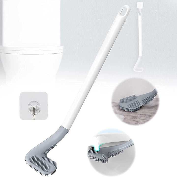 Toilet Brush- Wall-Mounted Long-Handled Golf Head Toilet Brush with Hook Pack of 2