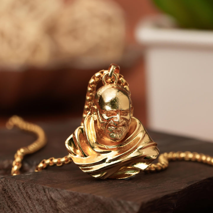 Sterling Gold Plated Neem Karoli Baba Pendant for Men