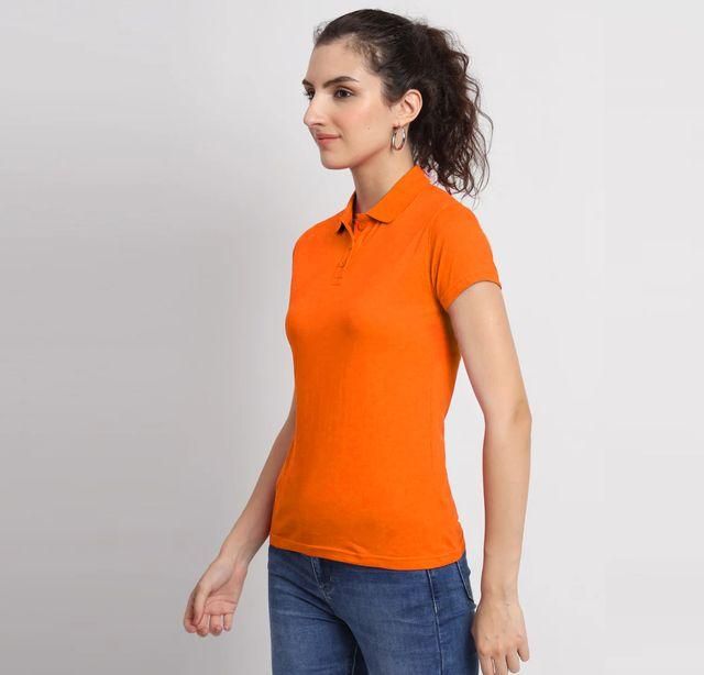 Ketex Orange Cotton Blend Polo Neck Tshirt