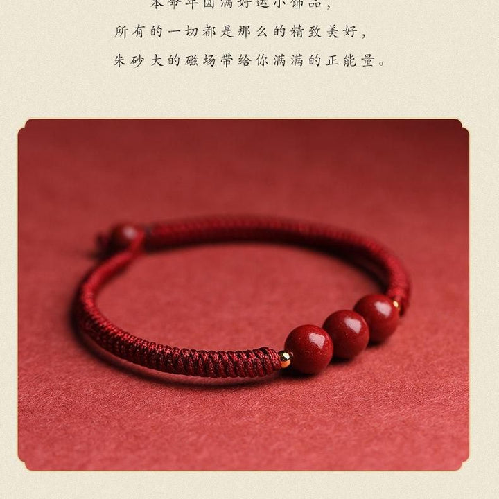 Hand-Woven Cinnabar Small Beads Bracelet