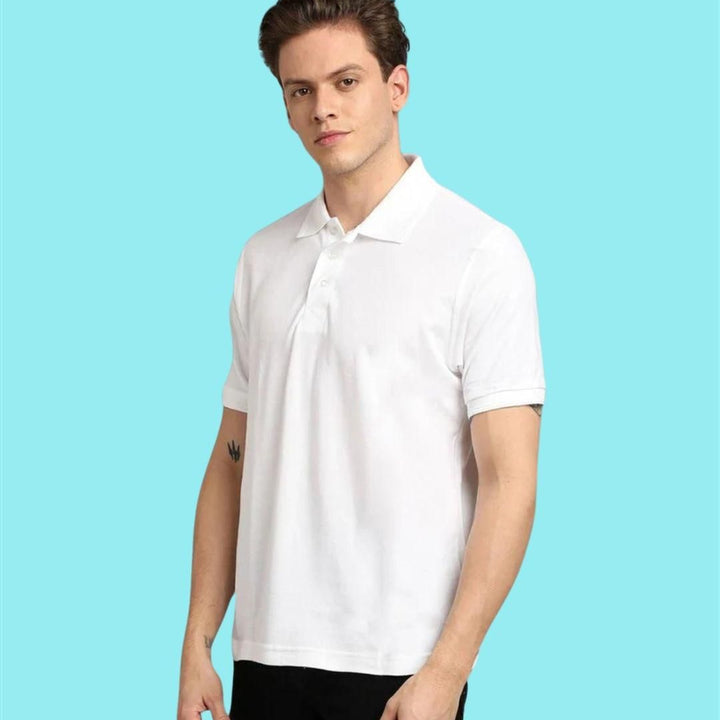 Matte Solid Half Sleeves Men's Polo T-Shirt