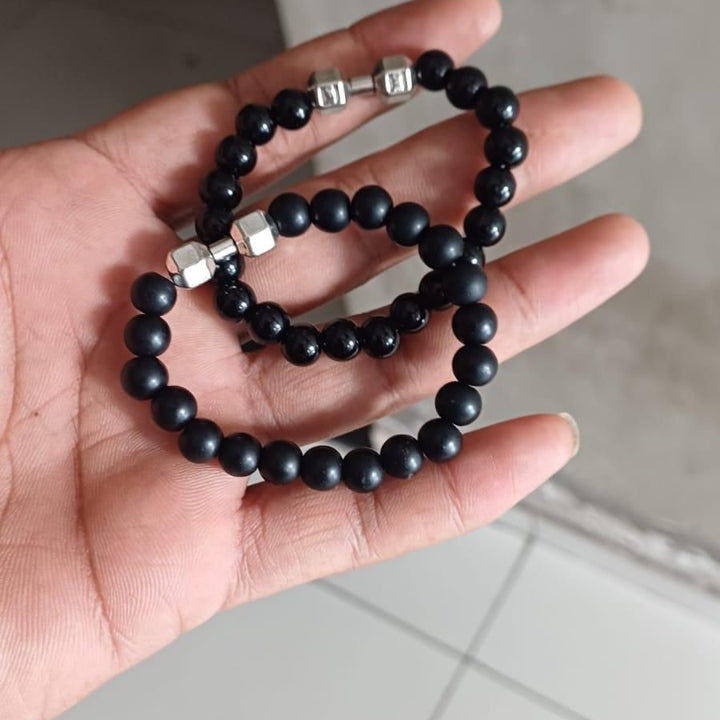 Black Matte Agate Onyx Beads Bracelet Pack of 2