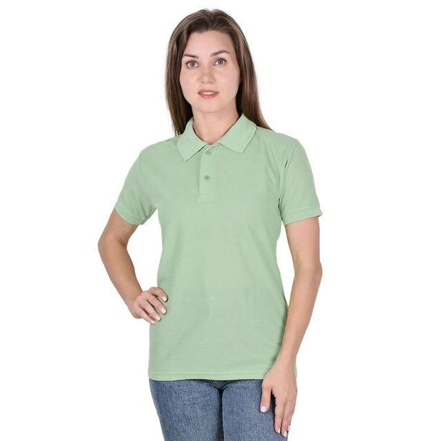 Ketex Pistagreen Cotton Blend Polo Neck Tshirt