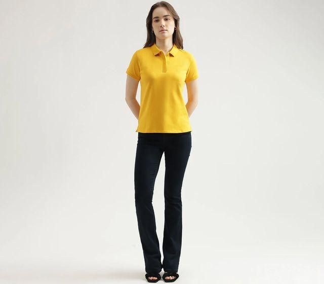 Ketex Yellow Cotton Blend Polo Neck Tshirt