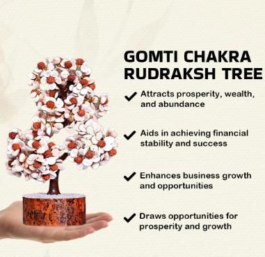 Gomti Chakra and Rudraksha Floral Design Stone Tree