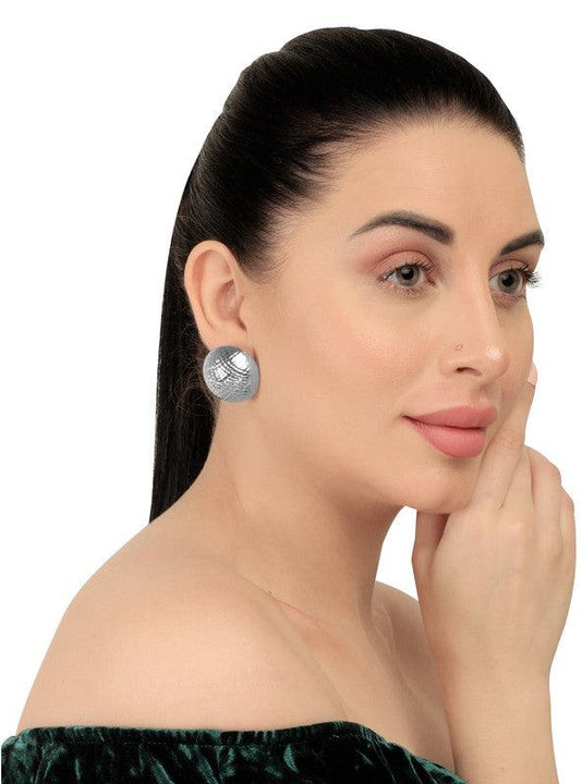 Stylish Silver Small Half Football Shaped Stud Earing For Women and Girls - Vembley