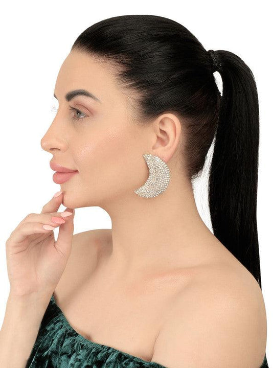 Studded Shinning Half Moon Golden Stud Earing For Women and Girls - Vembley