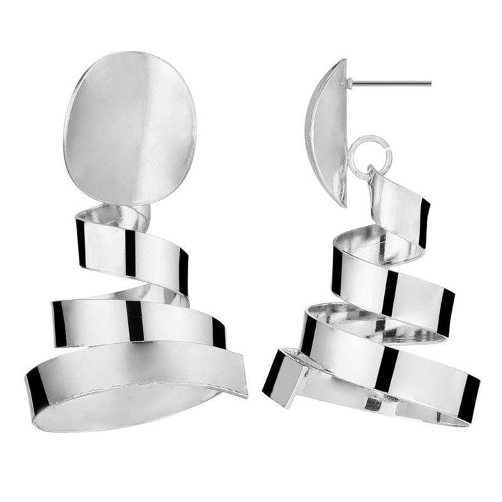 Stylish Silver Plated Small Carved Loop Drop Earrings For Women and Girls - Vembley